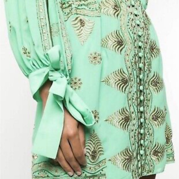 NWT Alice and Olivia Jade/Gold Dress - Picture 4 of 6